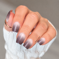 Dusk Til Dawn nail wrap set with white to smoky black ombré nail strips and laser glitter