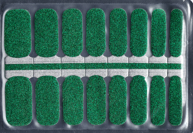 Package of 16 Green Glitter Nail Wraps