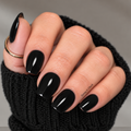 black nail strips on short square nails