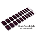 Sheet of 20 Blackberry Night semi-cured gel nail wraps in deep blackberry with magenta cat eye shimmer; UV lamp required.