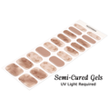 Café in Copenhagen semi-cured gel nail wraps sheet with pressed flower botanicals in warm nude shades, 20 sizes included, UV light required