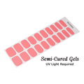 Coral pink semi-cured gel nail wraps sheet, glossy solid colour, UV light required