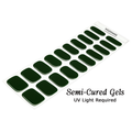 Deep Woods dark forest green semi-cured gel nail wrap sheet on white background, UV light required