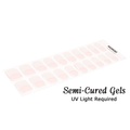 French tip semi-cured gel nail wraps with soft pink base and white tips, UV light required, glossy salon finish at home