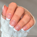 french manicure nail wraps on a hand with square nails
