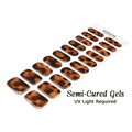 Gallery Girl tortoiseshell semi-cured gel nail wraps with warm amber and brown pattern, UV lamp required.