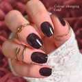 Midnight Rose colour changing nail polish wraps in their cold state, showing a deep plum shade on short square nails