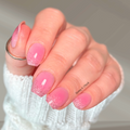 Party Pink sheer pink glitter nail wraps with soft sparkle fade on short nails