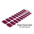 Raspberry Noir semi-cured gel nail wraps in a deep glossy raspberry-plum shade with UV light required