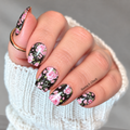 Floral nail wraps design on a neutral background