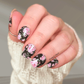 Floral nail wraps design on a neutral background
