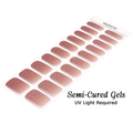 Toasted Sugar semi-cured gel nail wraps sheet with a nude-to-rose brown ombre and fine holographic glitter, labeled UV light required