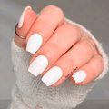 Hand with satin white nail polish wraps