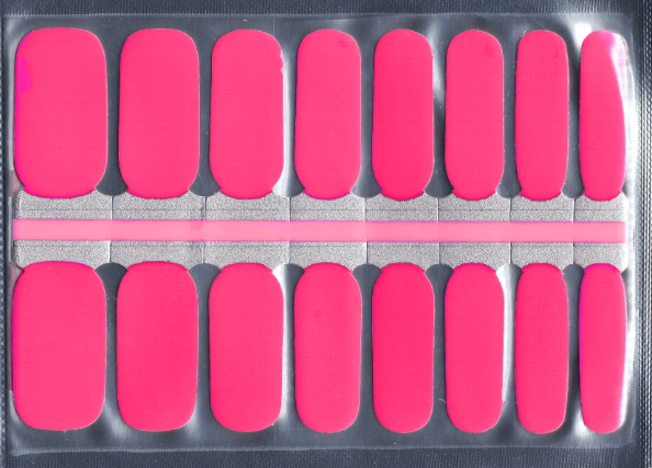 A package of 16 strips of neon pink nail polish wraps